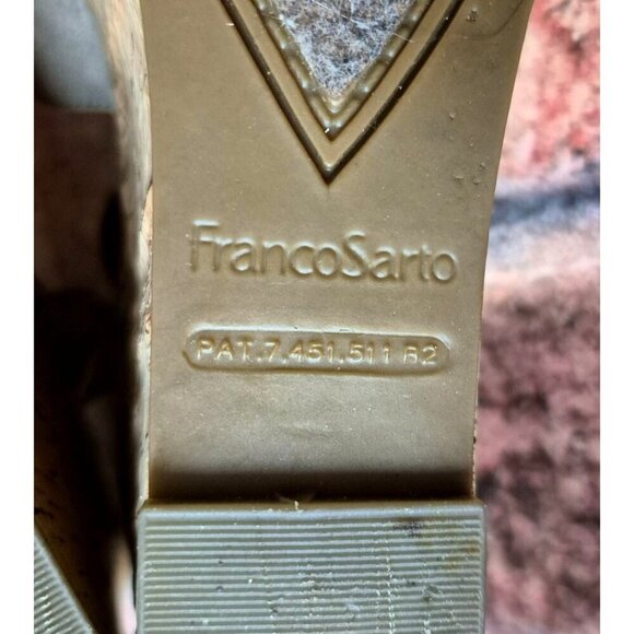 Franco Sarto Cork Platform Wedge Sling Back Sandal Taupe Size 10 Mesh Faux Suede - Picture 12 of 14